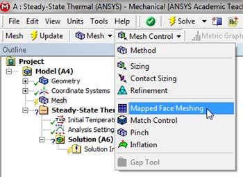 2D Steady Conduction - Mesh - SimCafe von 6 24.07.2015 13:29 yield a rectangular grid as the mesh. First (Click) Mesh, in the model tree.