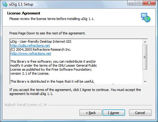 Double-click the installer udig1.1.exe (located in the same directory as this walkthrough) 2.