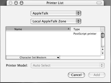 Operation on Macintosh Computers When using Apple Talk 1. Select [Apple Talk] from the menu, and specify the zone for the printer being used. 2.