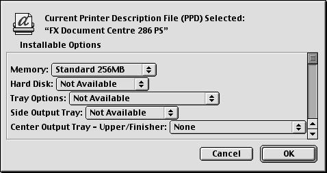 Operation on Macintosh Computers Options This section describes the Configure in the Chooser and the Printer Specific Options of the printer driver. Printer Specific Options Settings For Mac OS 9.