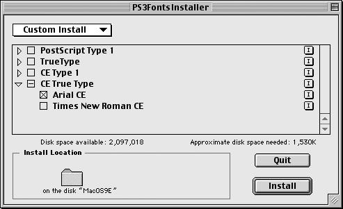 Custom Install - installs the selected fonts only.
