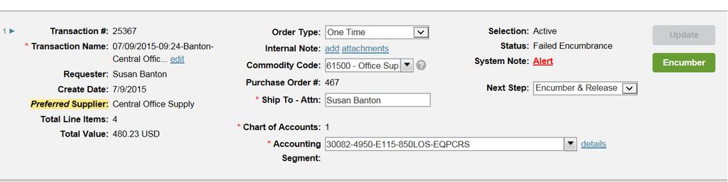 Order Status Messages Status and System Notes The right hand side of the header level of an order will provide