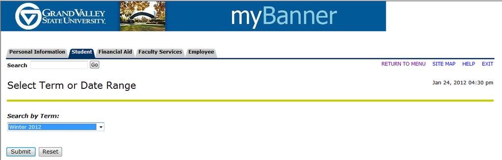 6. Click the Faculty & Advisors menu option (or the Faculty Services tab) as displayed