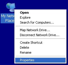 Right Click on My Network Places and select
