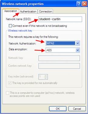 Wireless network key check the following settings: Network Authentication = WPA Data encryption = AES Step 5.