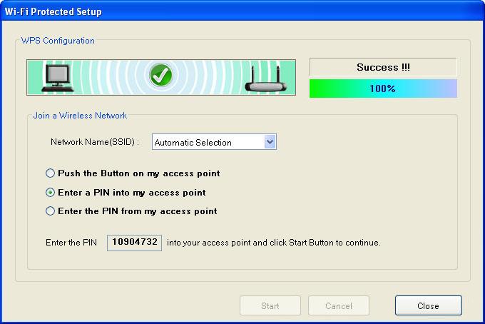 Data - WPS Function Screen Network Name(SSID) Push the Button on my access point Enter a PIN into my access point Enter the PIN from my access point Select the desired wireless network from the