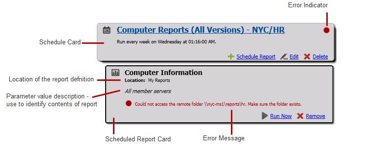 Running Reports You can add the same report to a single schedule more than once, or to different schedules.