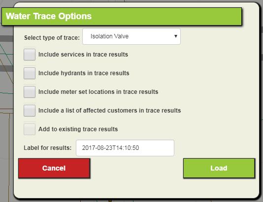Trace Tool The Trace tool is designed to quickly find out information about a sewer, storm, or water network.
