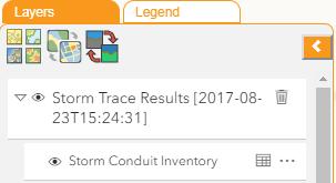 b. Add to existing trace results- This option is only enabled if the tool has determined that there are previous storm trace result layers in the map.