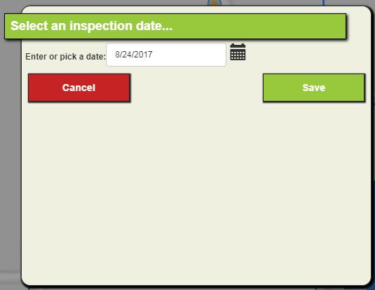 If there is more than one type of inspection for the selected asset type, a dialog similar to the following will appear prompting the user to select the type of inspection to create: 4.