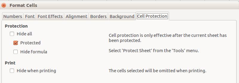 Cell protection All or some of the cells in a spreadsheet can be password protected to prevent changes being made by unauthorized users.