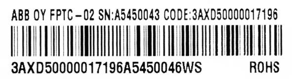 Hardware description 25 Markings FPTC-02 module Type designation label The type designation label is attached on the back side of the FPTC-02 module.