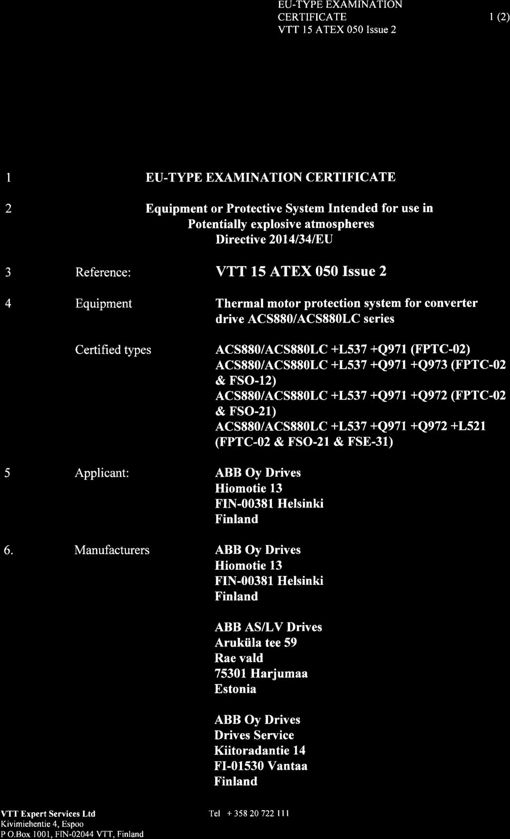 94 Technical data ATEX certificate ATEX certificate for the Safe motor