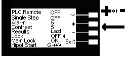 Contrast Move the cursor to Contrast location by soft key, then press + soft key to change the contrast level of the LCD screen from 1 to 9.
