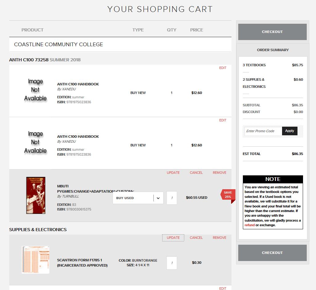 8. This screen shows the items in your shopping cart If changes are needed, select EDIT To remove an item from your cart select REMOVE To change a quantity of an item, place your cursor in the