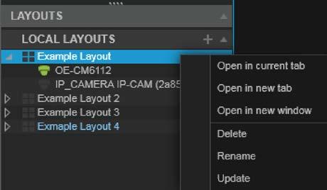 LAYOUTS RIGHT-CLICK MENU Open in Current Tab Open the layout in the current tab. Open in New Tab Open the layout in a new, separate tab.