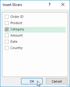 To insert a slicer, execute the following steps. 1. Click any cell inside the pivot table. 2.