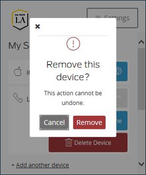 A message appears at the bottom of the My Settings & Devices screen indicating that the