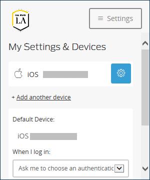 Figure 10 My Settings & Devices Screen with Smartphone Added Figure 11 My Settings & Devices Screen with Basic Mobile Phone Added Tablet You can use a tablet as your authentication device.