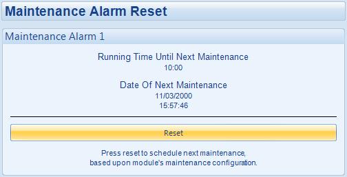 When activated, the maintenance alarm is either a Warning (set continues to run) or Shutdown (running the set is not possible).