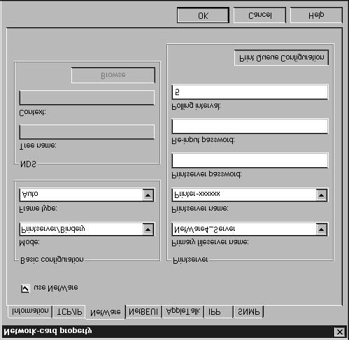 6. Make the following settings for Printserver/bindery mode. 4 use NetWare: Check this box when using NetWare.