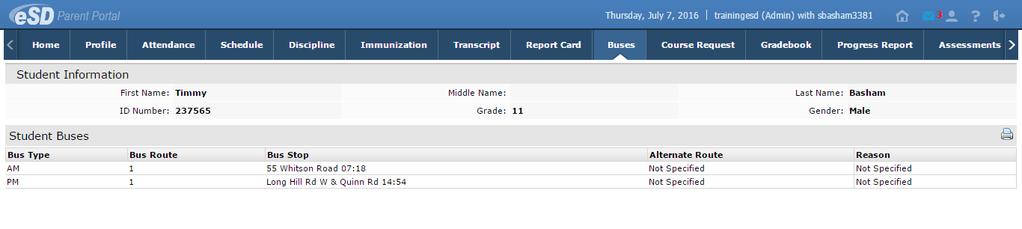 If the district has opted to display a custom-format Report Card (using Edge Document Systems), the page layout may differ.