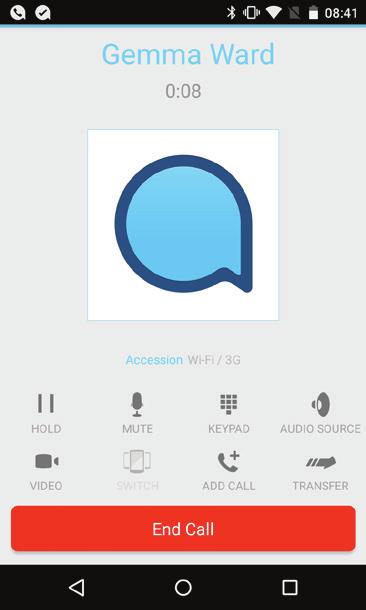 Accession Communicator for Mobile gives you the option to: Hold the existing call and answer the new call. End the existing call and answer the new call. Ignore the new call.