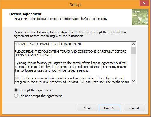 Step 2 : The first window you will see is the Welcome to the Servant Keeper 7 Setup Wizard. (See Figure 1) Click the [Next] button to continue the setup process.