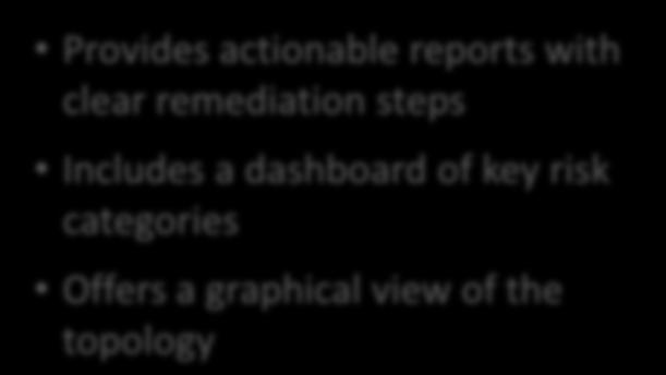 reports with clear remediation steps Includes a