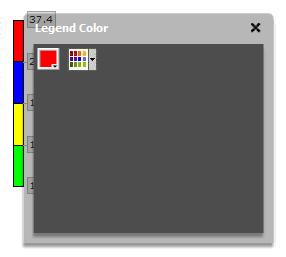 The map legend at left can be customized in various ways. To change the legend color scheme, first click any color on the legend to open the Legend Color window (Fig. 2.