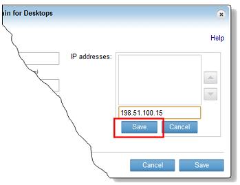 Click Add, type the IP address for the domain, and click Save to add the address to the IP