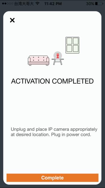6. When the activation is completed, the camera will be added to the device management page.