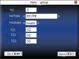 1. Add group time zone Press Menu to get the operating menu. Press / to select add.