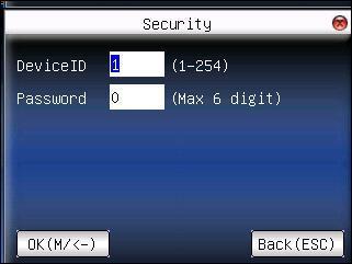 3.3 Security When RS232/RS485 is used for communication of the device and PC, it is necessary to set the device ID. Device ID: 1 254.