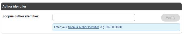 Click on the Plus sign on the left of the Scopus source specific search terms to reveal the Author identifier box.