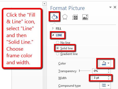 image and select Format  In the pop-up window, click Line