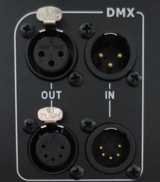 the connector is located on the rear of the machine. Address Setup Use control menu to set DMX address. The machine occupies 2 control channels.