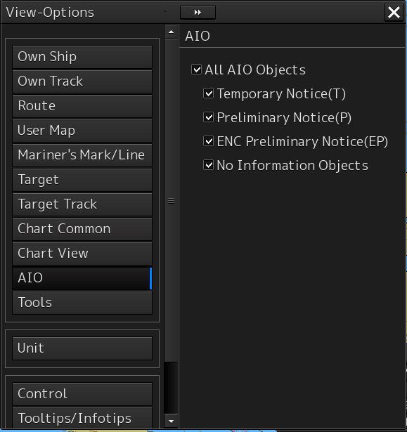 1 Using the AIO To enable AIO data: 1. Go to Task Menu and click Route Planning Route Monitoring (ECDIS).