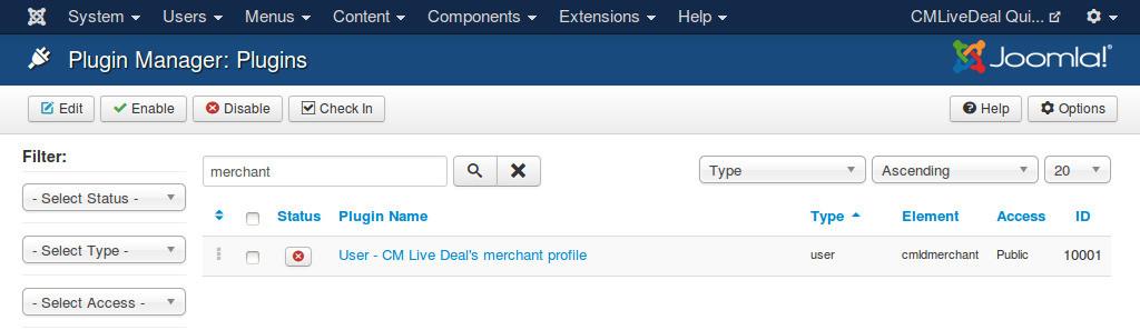3.5 CMLD Merchant plugin CMLD Merchant (CM Live Deal - Merchant) is a Joomla! plugin to insert custom profile fields into Joomla! user profile.