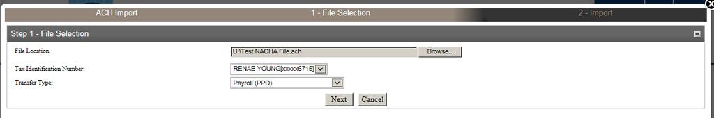 Import a NACHA Formatted File Send an ACH file that is already formatted as a NACHA file.