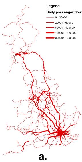 Application: Criticality assessment of UK transport networks Criticality is measured in terms of the volume of flows along