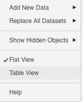 14. From the menu, select Table View, so you can see each dataset separately. Add map visualizations 1.