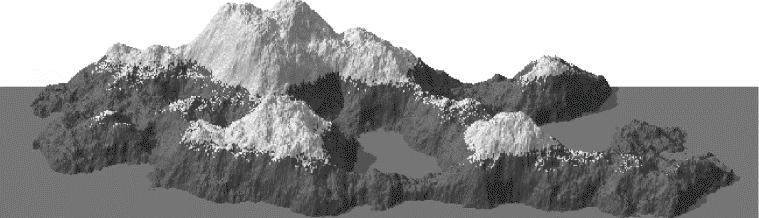 0 Think of β as controlling terrain roughness XMOUNTAINS Landscape generated by