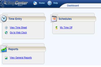 Na The following figure is the employee dashboard and shows an example of the Marquette dashboard of a WebClock employee.
