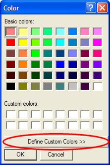 Generations User Guide To change the color of your non-workspace area, Left Click on the Color Button in the View Color box to bring up your Windows Color palette.