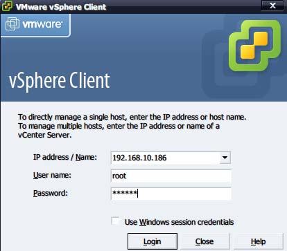 Configuration Part 1: Using software iscsi initiator 1. Login the ESX Server from VMware vsphere Client. 2.