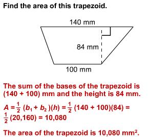 b 1 and b 2 are the bases the parallel sides h is the height of the trapezoid, perpendicular to the bases Offline work: Read pages 333-335 in Reference Guide Complete Problems 1-21 odd on pages