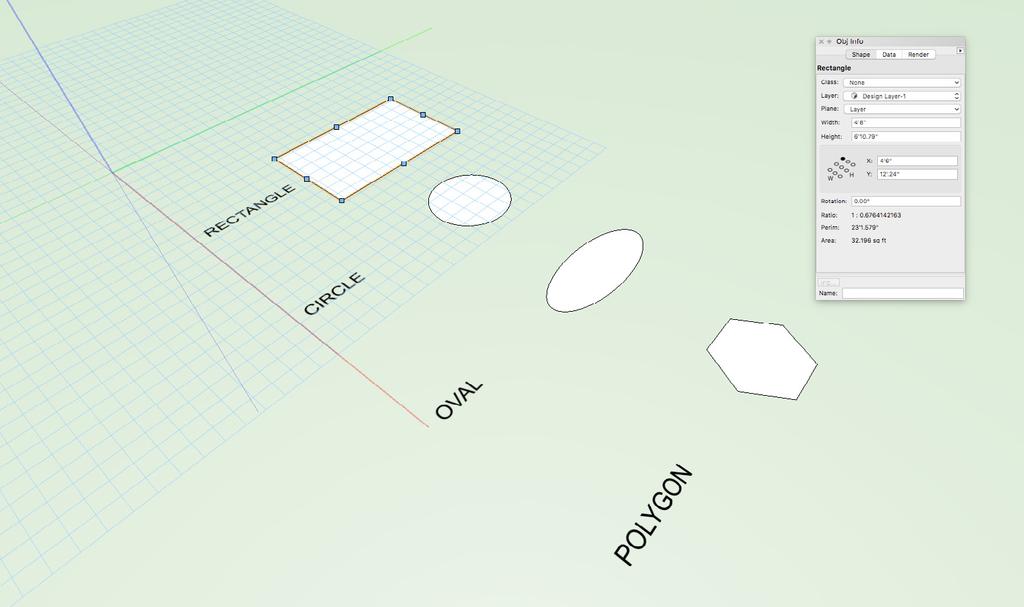 OBJECT-BASED MODELING FIGURE 1 Example of 2D objects in Vectorworks Each entity drawn or modeled in Vectorworks is a unique object, from 2D shapes, such as lines, arcs, rectangles, circles,