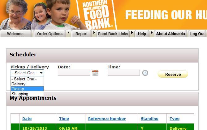 15 Reserving an Appointment Time for Pickup Network partners picking up orders at the food bank must reserve an appointment time prior to creating an order.