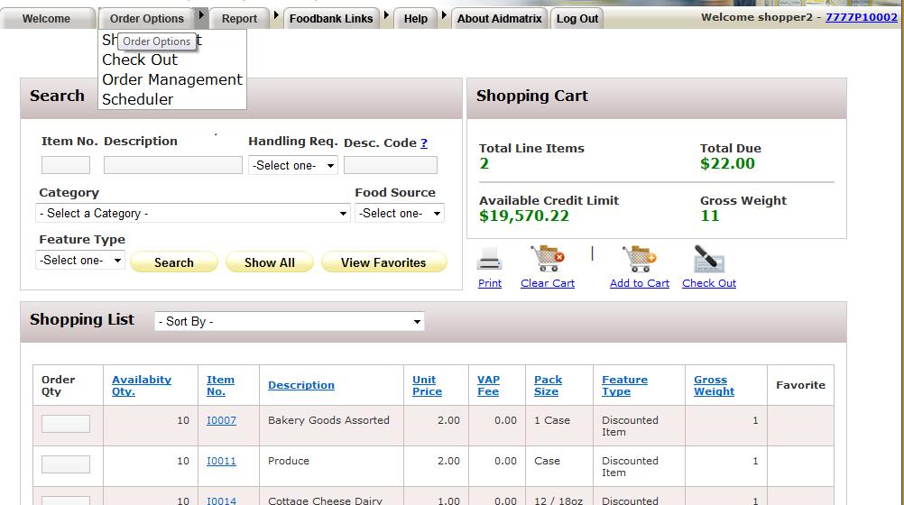 24 Submit Orders from Your Shopping Cart The shopping cart screen stores all of the items that you selected from the shopping list.